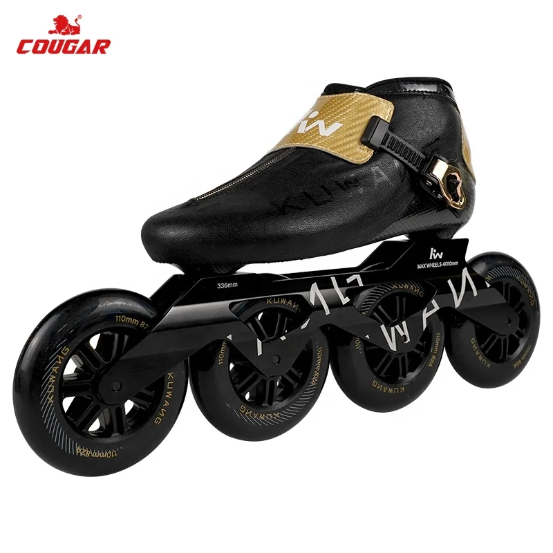 Factory Big 4 Wheels 110mm Speed Skating High End Leather Boot Carbon Fiber Shell  Speed Skates