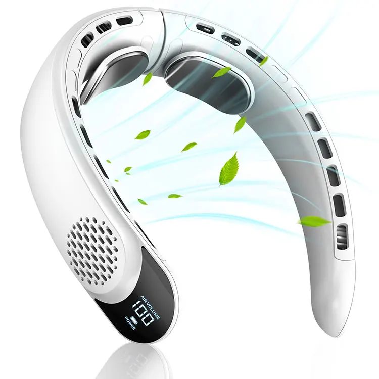 Portable Bladeless Cooling Air Conditioner Mini USB Rechargeable Hanging Neck Fan Plastic Outdoor Wearable ABS TYPE-C English 5w