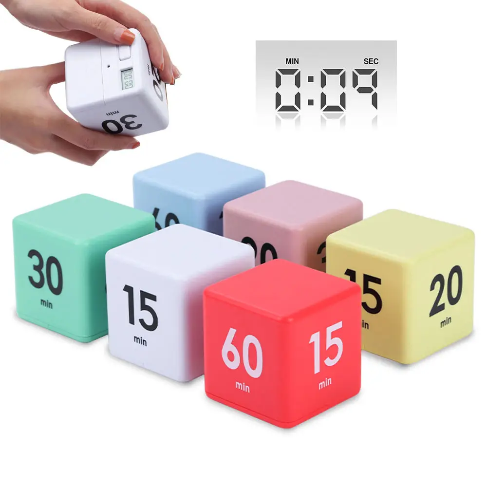 YIZHI Newest Kitchen Cube Timer Smart Dice Timer Time Management Gravity Sensor Flip Timer For Exercise Work Yoga Study Cook