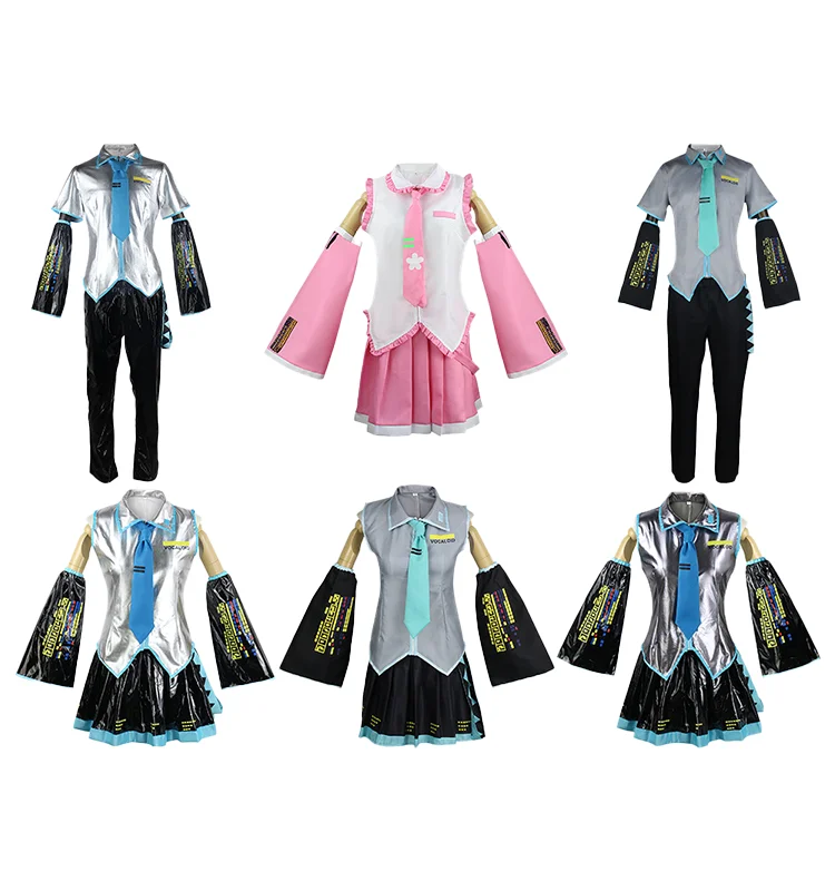 Anime MikuVocaloid Full Set Cosplay Clothing Short Sleeve Mini Dress Outfits for Halloween & Game Parties Customizable Costumes