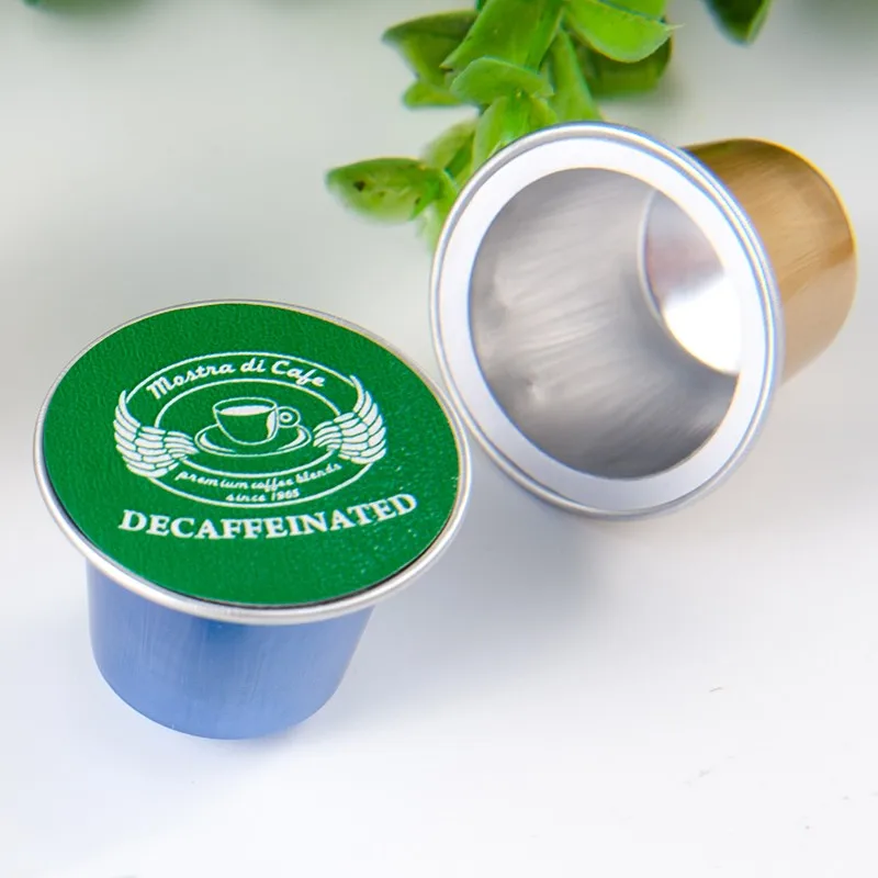 Lucky Time Disposable Custom Compatible  Nespresso Aluminum Foil Empty Coffee Capsule with Lids