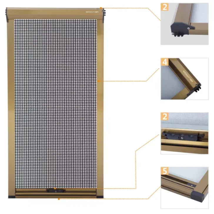 Aluminium Retractable Mosquito Net Roller Insect Screen Window / windows / roll up retractable screen window