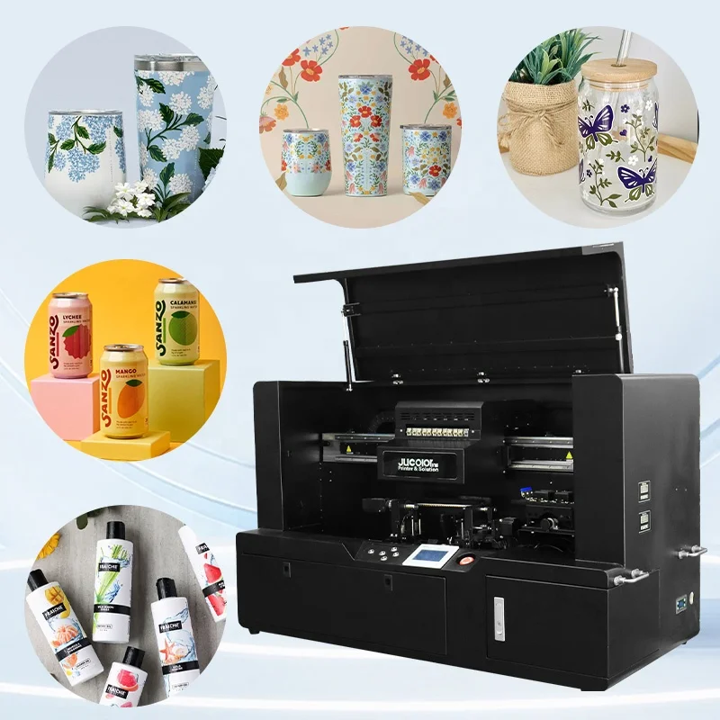 Jucolor Fast Speed Printer Round Object Printing Cylinder Printer Aluminum Can Printing Machine Taper Cup Printer