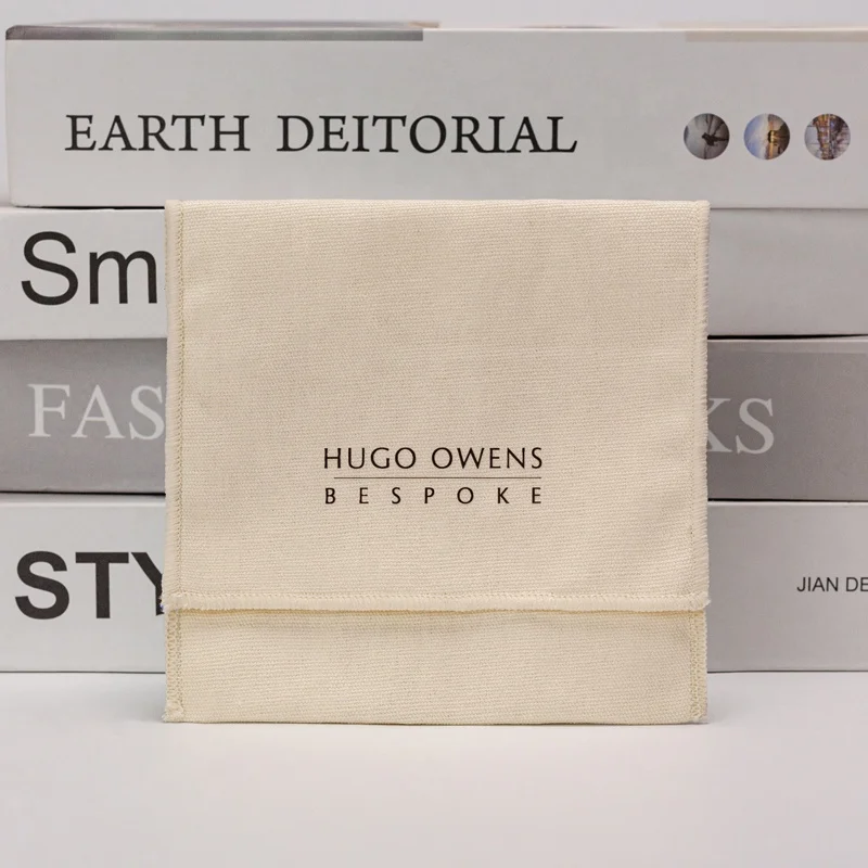 Custom Logo Printed Cotton Canvas Gift Envelope Flap Jewelry Package Pouch Handbag Shoe Cosmetic Dust Bag