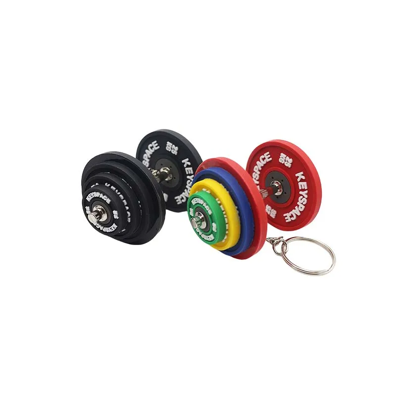 1 Inch Coredeluxe Weight Plates Stand Sublimation Fan Diy Gym key chain Barbell Metal Hollow Pancake Weight Plates Keychain