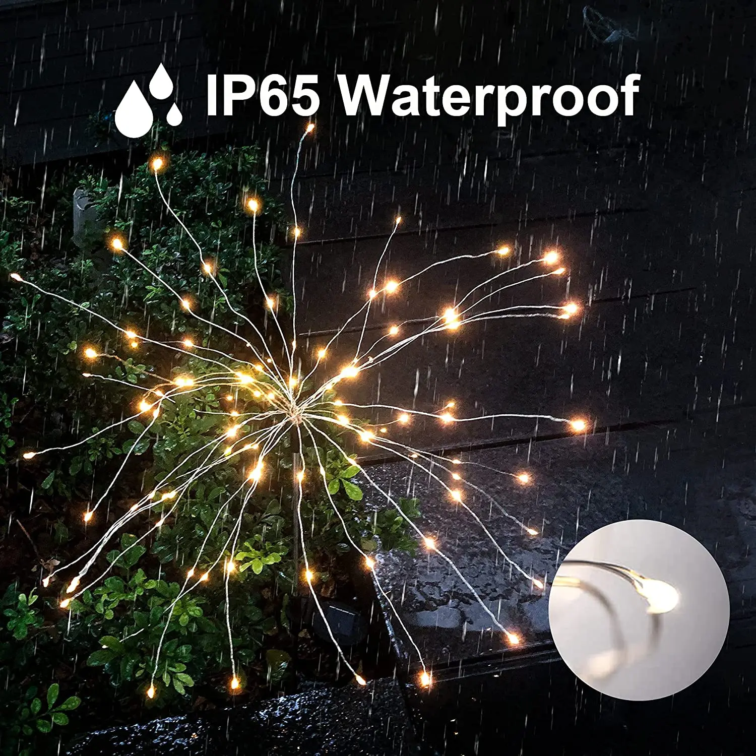 8 Modes Dimmable Remote Control Waterproof Hanging Copper Wire Lights for Patio Parties Christmas Led Firework Lights solar fire