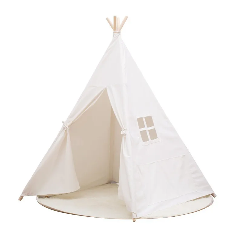 Suitable for boys and girls aged 3-8 having party pure cotton canvas for white Teepee