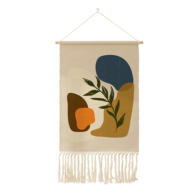 Home Boho Decor Macrame Cotton Tassel Handmade Woven Wall Hanging Tapestry Geometric Canvas Wall Art Background Cloth Tapestry