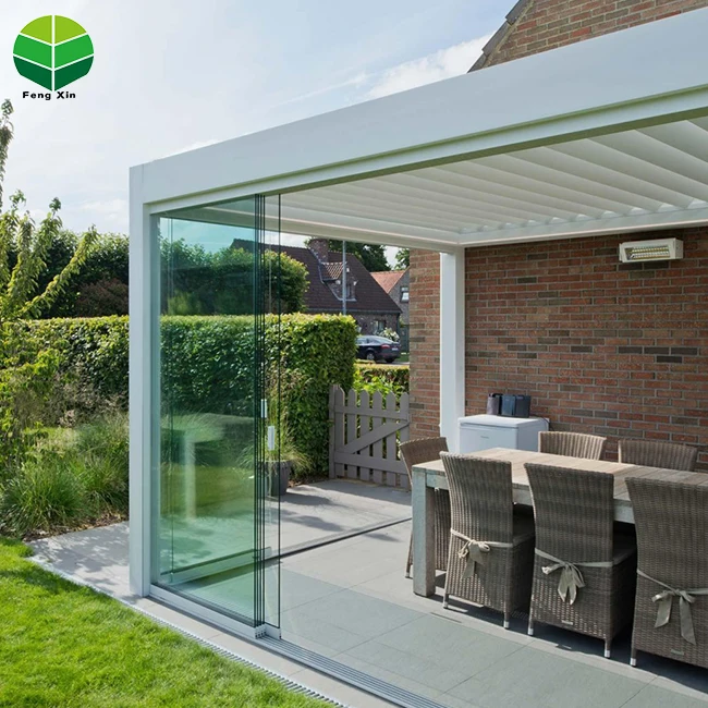 Frame High Quality Tempered Glass Door Window Aluminium Export Frameless Multitrack Glass Sliding Folding Door 10mm Thickness