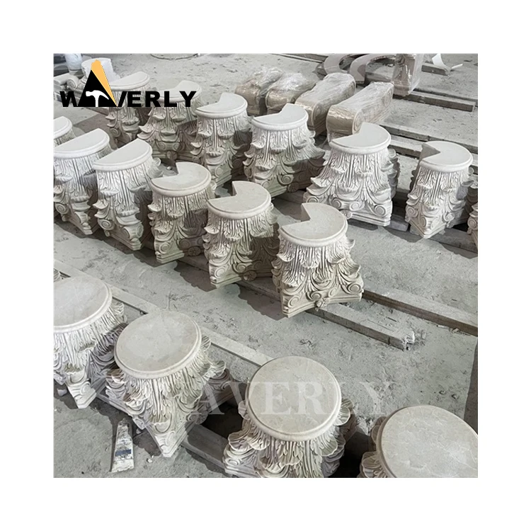 Оптовая продажа ручная резная колпачок натуральный греческий Римский камень столб белый мрамор римская колонна Корона