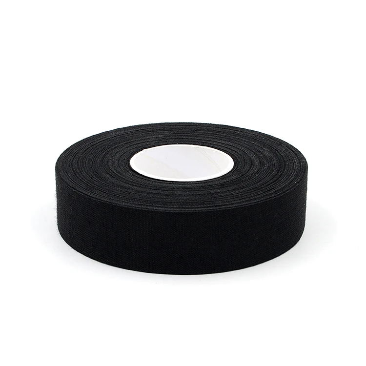 Cotton 10 rolls in a pack woven cloth customized printed black athletic color sports ice hockey blade tape 1inchx25m rolls