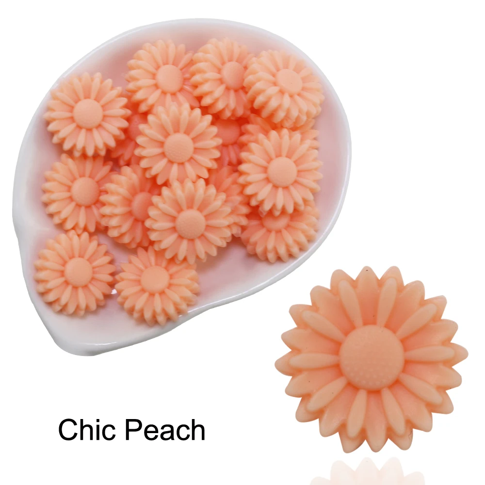 Wholesale BPA Free Hot Pink Glitter Gold Pearl Focal Silicone Loose Beads Flower Baby Teething Daisy Silicone Beads For Pens