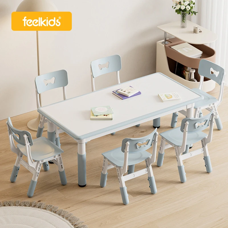 Feelkids kids multifunctional plastic reading desk adjustable children activity learning study play table and chair set