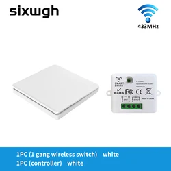 SIXWGH Wireless Switch  No battery needed Self-Powered Remote Control On Off  Switch Panel Home Waterproof Wall Light Switch 10A