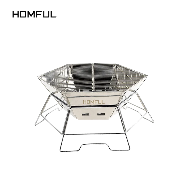 HOMFUL  Inventory Stainless Steel BBQ Grill Folding Camping Barbecue Grill outdoor foldable  BBQ grill