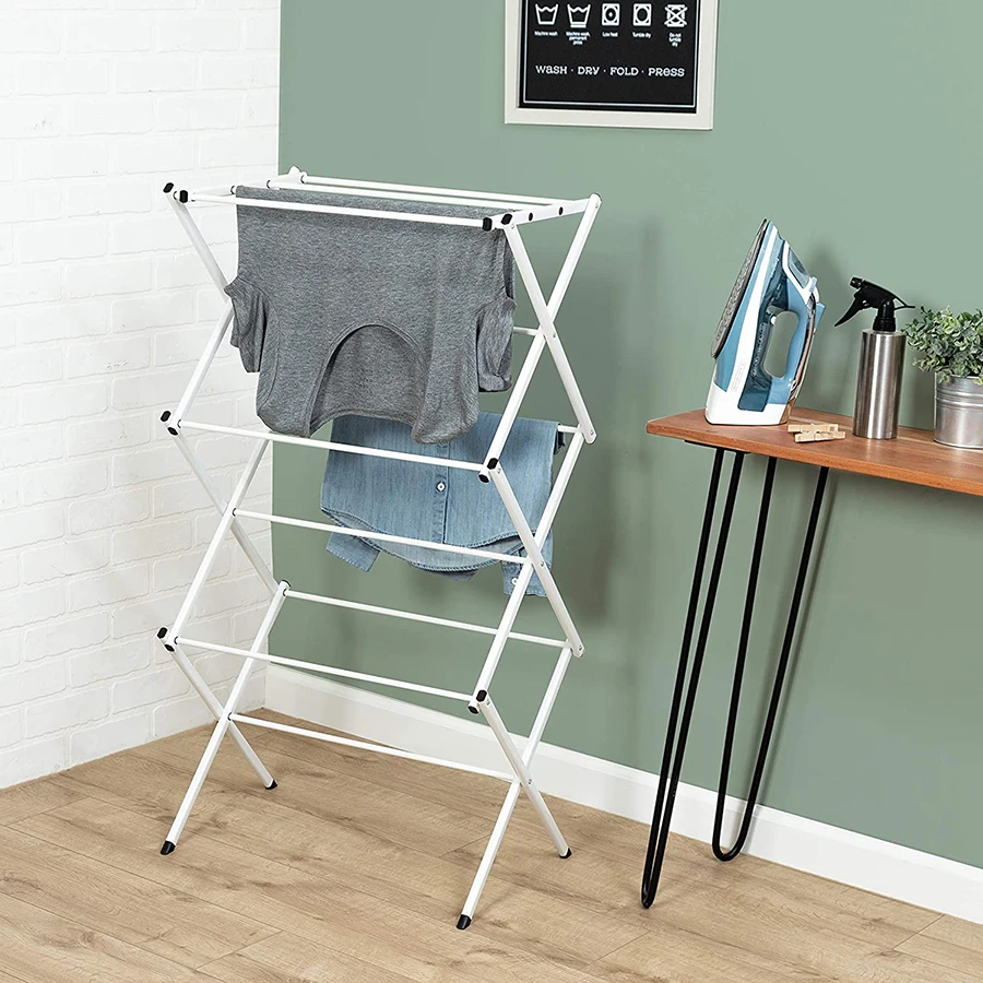 Foldable Collapsible cloths airer hanging clothes 3 Layers Laundry Clothes Drying Rack