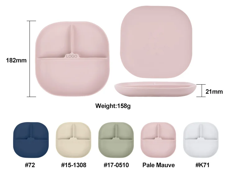Hot Sale Dishwasher Safe Oem Silicone Dish Toddler Child Tableware Divided Plate Kid Dinnerware Food Baby Feeding Silicone Plate