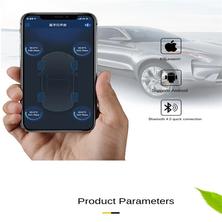 Bt 5.0 external tire pressure TPMS tire pressure monitor mobile phone Bt app tire pressure detection