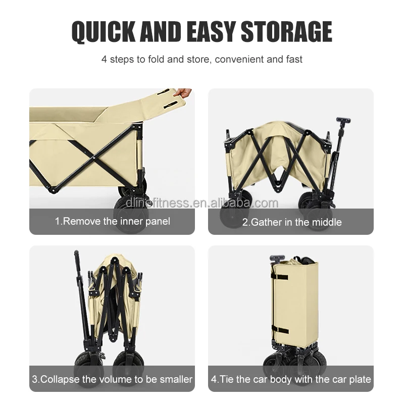 Outdoor Picnic Beach  Garden Park  Camping Cart Foldable Collapsible Utility Trolley Cart