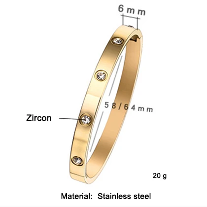 Luxury Brand  Love Bangle Cubic Stainless Steel nail bangle bracelet  nail bangle