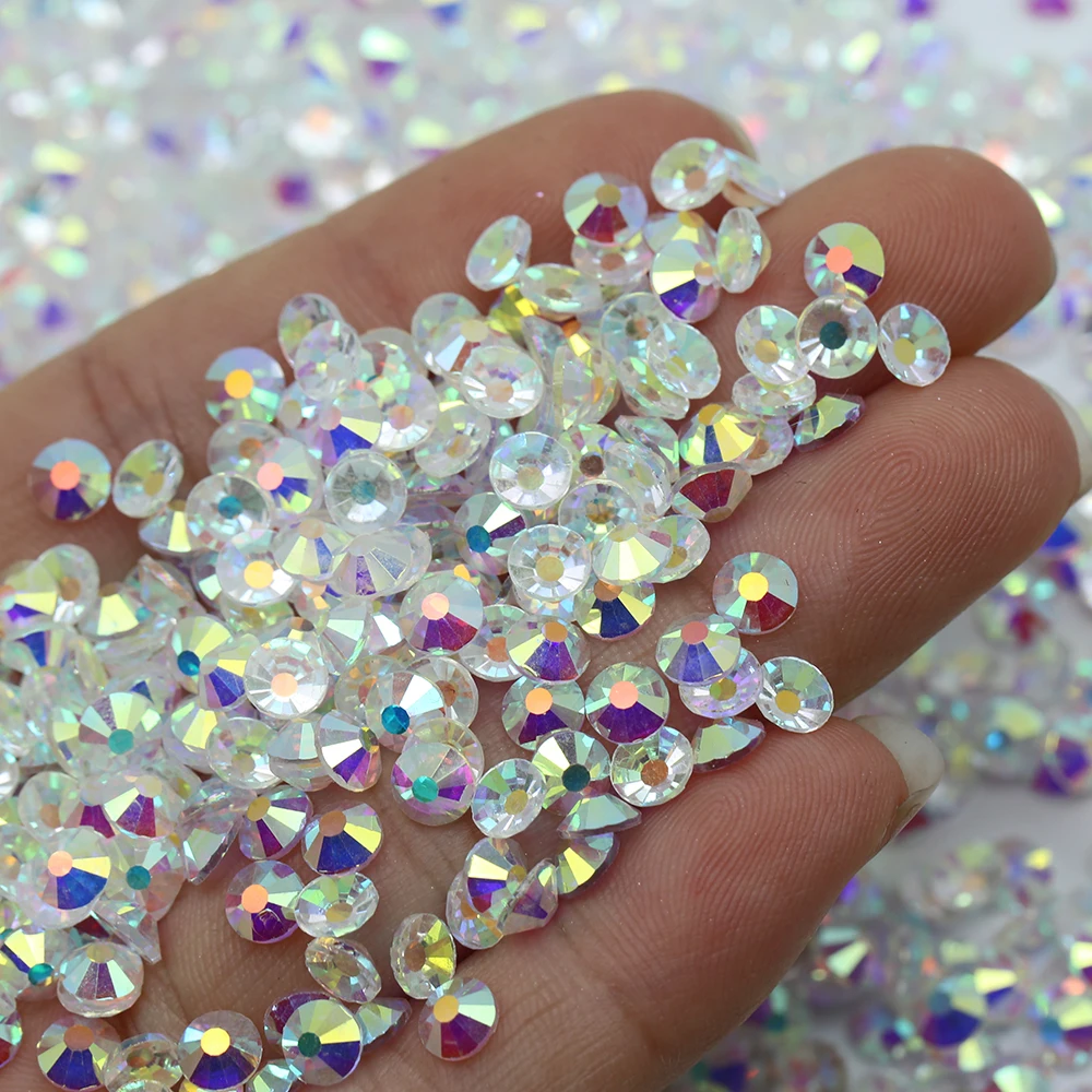 A Normal Faceted AB Colors Sliver Back Crystal AB Rhinestone Non Hot Fix Glass Rhinestone For Nail Art DIY