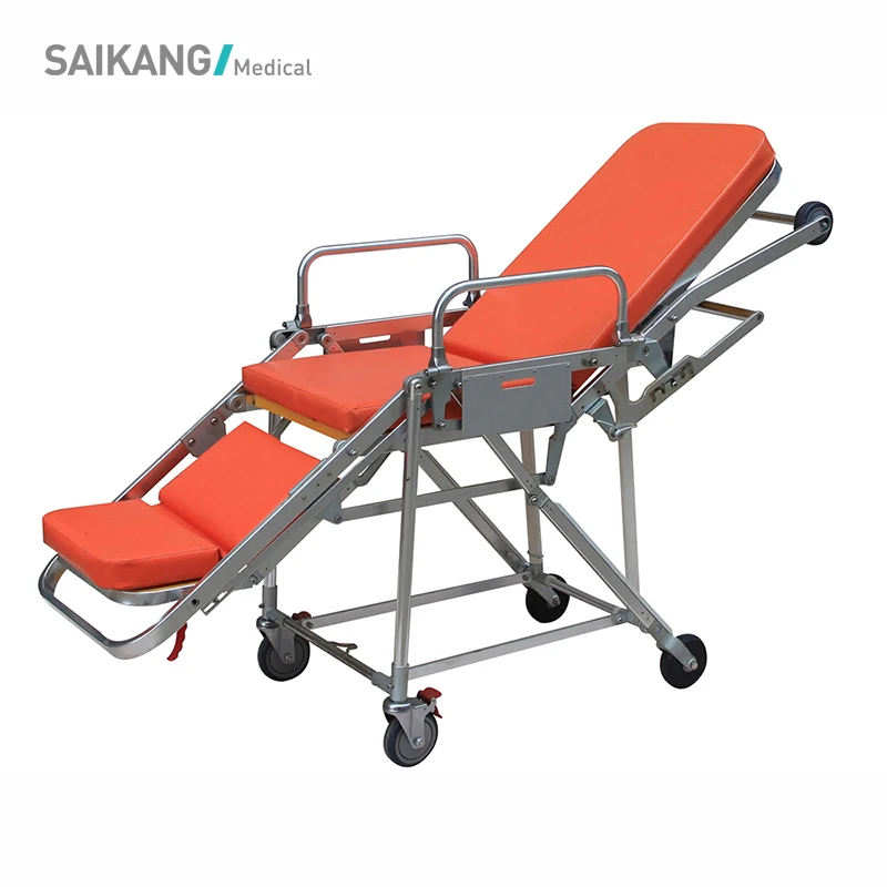 SKB039(E) Metal Adjustable Folding Medical Chair Patient Transport Hospital Ambulance Emergency Stretcher Trolley Manufacturers