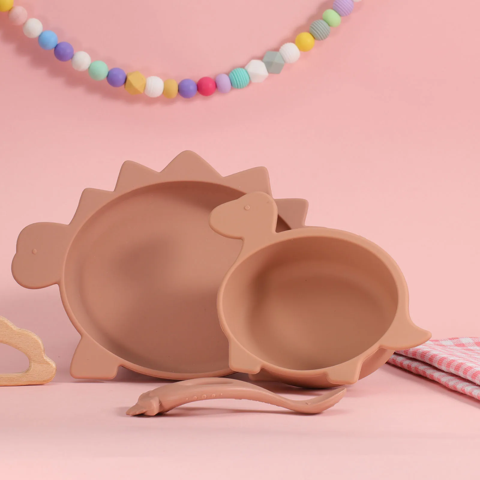 Wholesale Food Grade Silicone Dinosaur Shaped Cute Baby Plate Divided Baby Feeding Dino Bowl