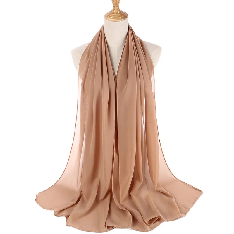 hot sale Plain georgette Women Chiffon Hijab Wholesale Custom Bubble Chiffon Wrap Solid Color Girl Malaysia Muslim Scarf