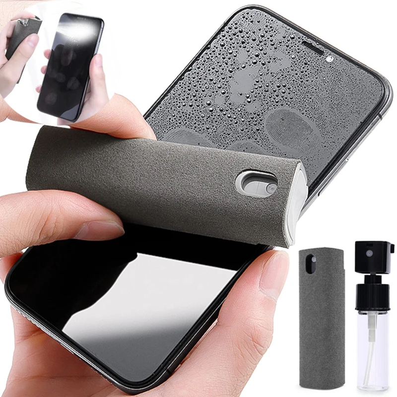 2in1 Microfiber Screen Cleaner Spray Bottle Set Mobile Phone Ipad Computer Microfiber Cloth Wipe Iphone Cleaning Glasses Wipes