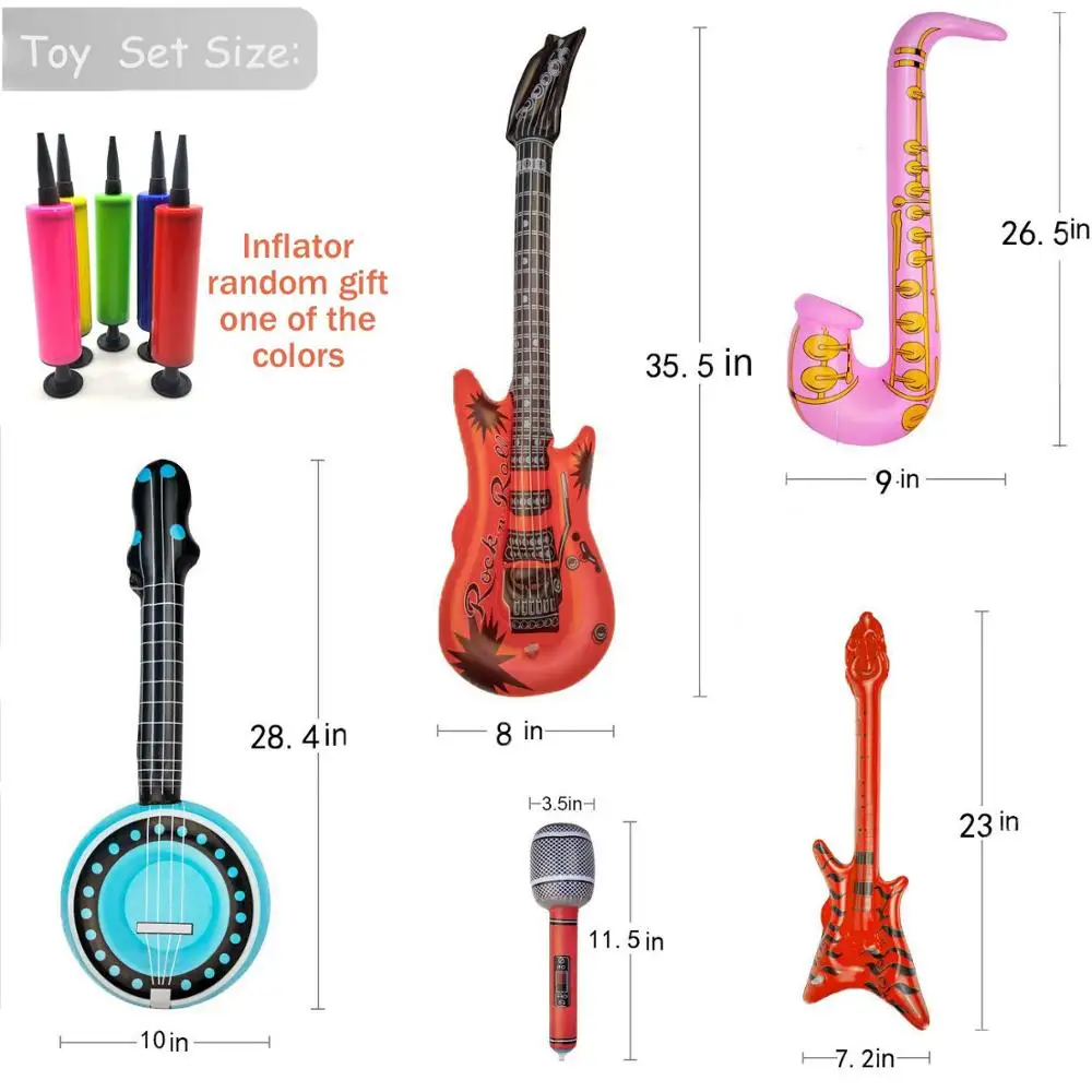 Надувные электрогитары, микрофоны, саксофоны, выдувные детские игрушки