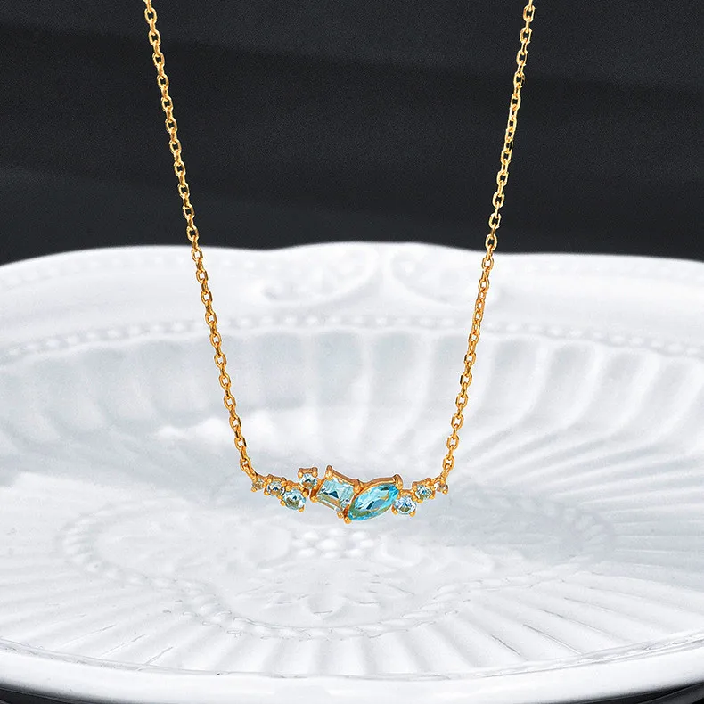 New Arrival YINSAKI 925 Sterling Silver Blue Topaz Pendant Necklace 14k 18k Gold Plated Mystic Topaz Necklace