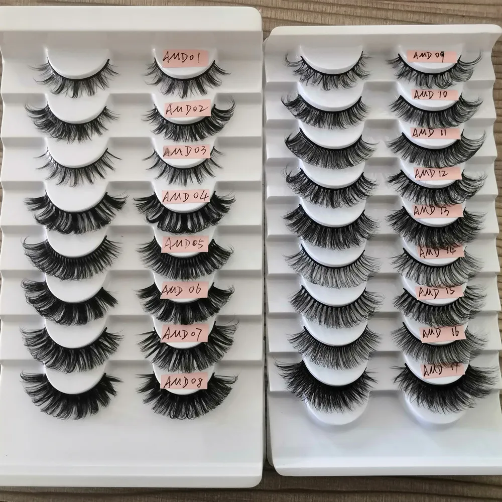 AJH17 half strip false lashes Cruelty Free Clear invisible Band faux Mink Synthetic 3d Natural Wholesale 9-12mm