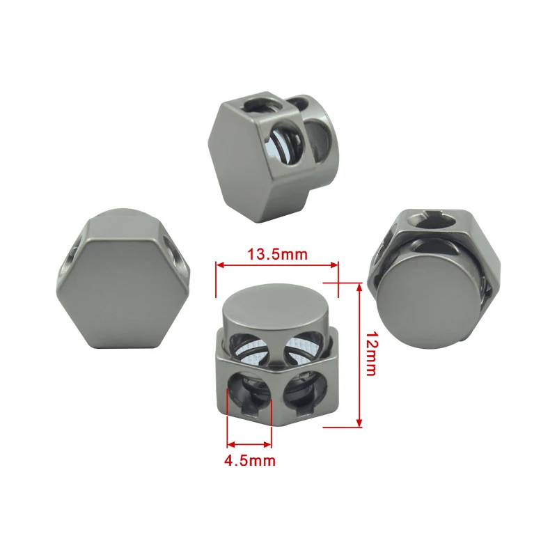 Customize zinc alloy gold cord stopper ball shape black metal spring buckle lock 3mm rope end cap with hook