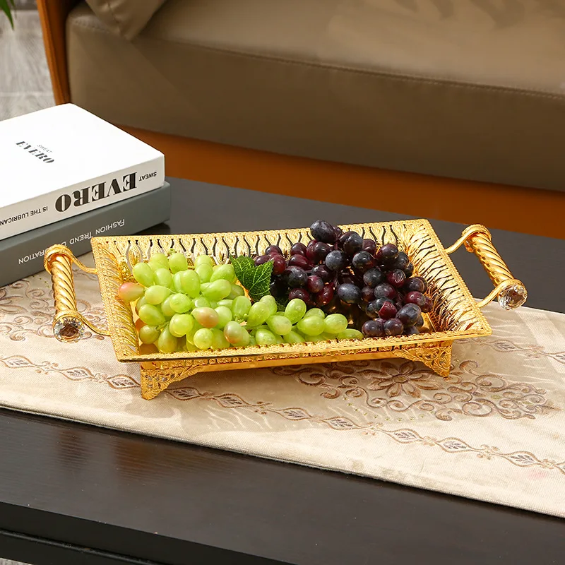 YIWU MARKET  Decor Gold Mirror Tray Decorative Glass Table Top Perfume Vanity Metal Jewelry Makeup Mirror Tray Organizer