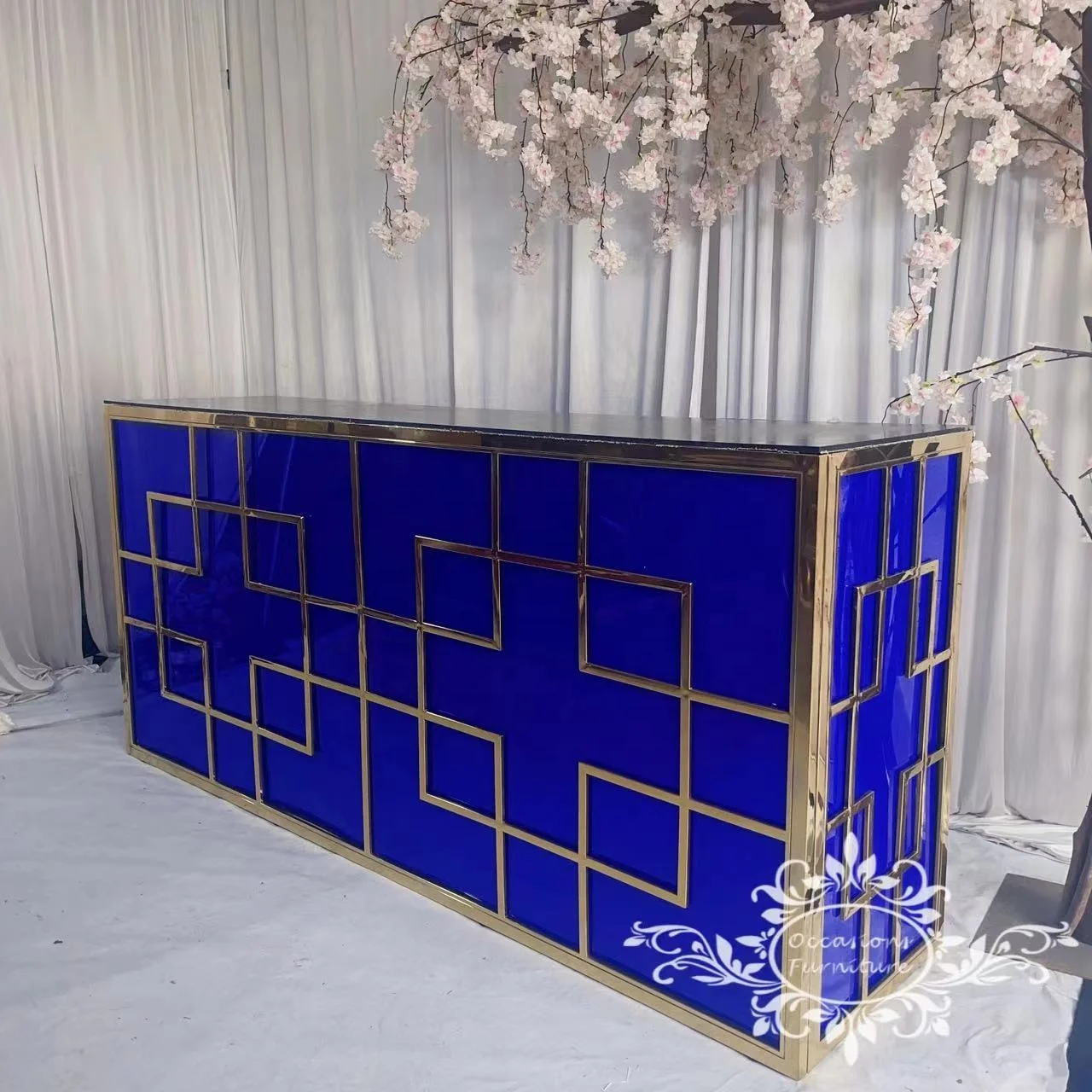 Changeable Color Stainless Steel Bar Rack Counter Wedding Furniture High Cocktails Rectangle Tables