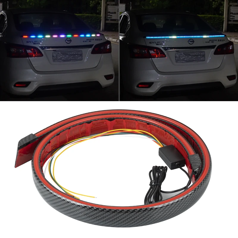 Car Rear Roof Lip Spoiler Strip Waterproof RED Brake Warning Stop Lamp Reverse DRL Decoration Lights