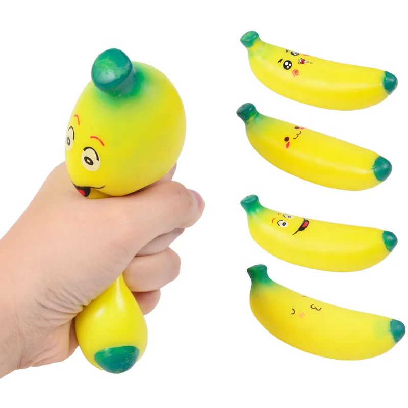 Hot sale TPR Simulation  Banana PinchSlow Rebound Vent Flour Ball Cute Birthday Kids Gift  Squishy Toy