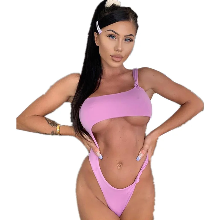 One-Shouldered Sexy Bodysuit Summer Women New Fashion Streetwear Club Party Outfits Transparent Latex Catsuit