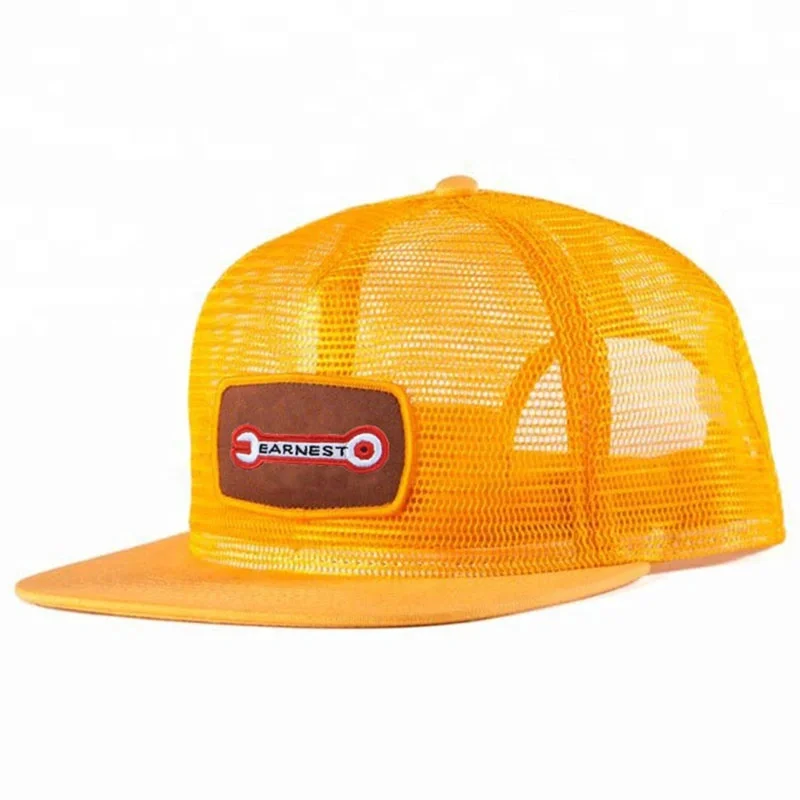 Patch Snapback Trucker Caps Full Mesh Trucker Hats Wholesale 5 Panel Flat Brim Custom Logo Embroidered Trucker Cap 5-panel Cap