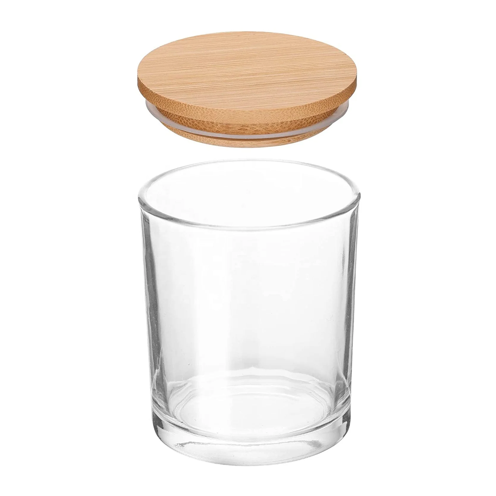 6 OZ Thick Glass Jars with Airtight Bamboo Lids Clear Empty Candle Jars for Making Candles Spice Jars
