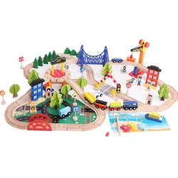 amazon hot-selling wooden simulated track toys wholesale wood train toy set for Safety wooden kids toys