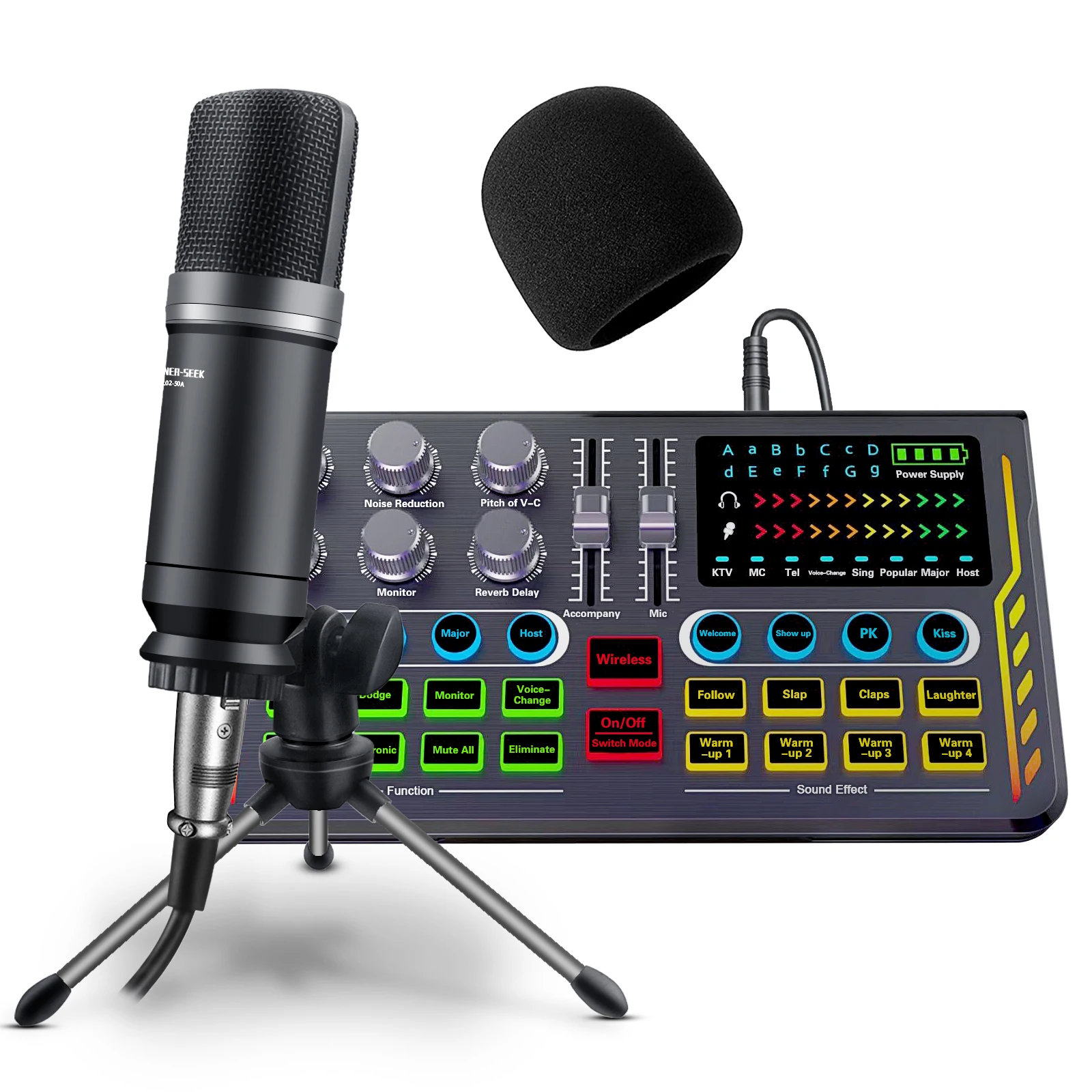 Цифровой звуковой Миксер с USB, специальная конденсаторная Звуковая карта для студийной записи с настольным микрофоном и наушниками для ноутбука