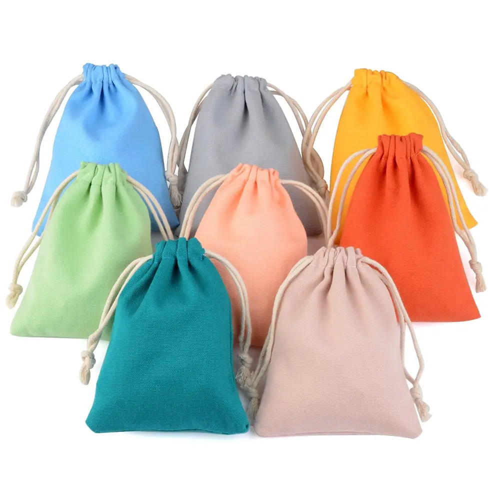 Reusable Small Pouch Custom Logo Natural Cotton Dust Bag in 8 Colors Drawstring Luxury Dust Bag for Handbags