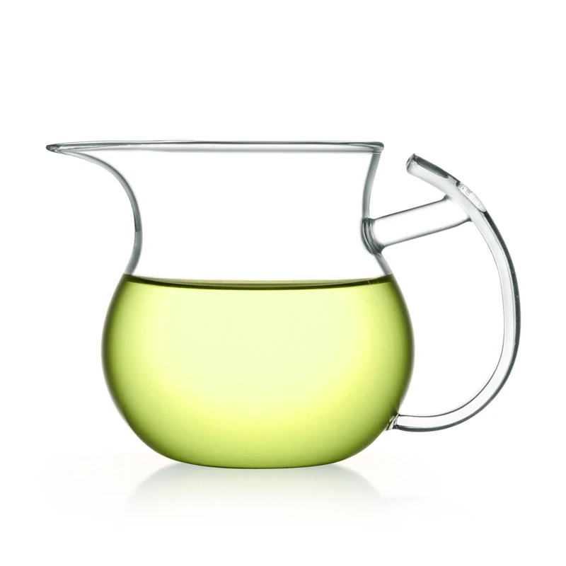 Single-layer Handmade Clear borosilicate glass teapot with handle for making tea coffe drinks