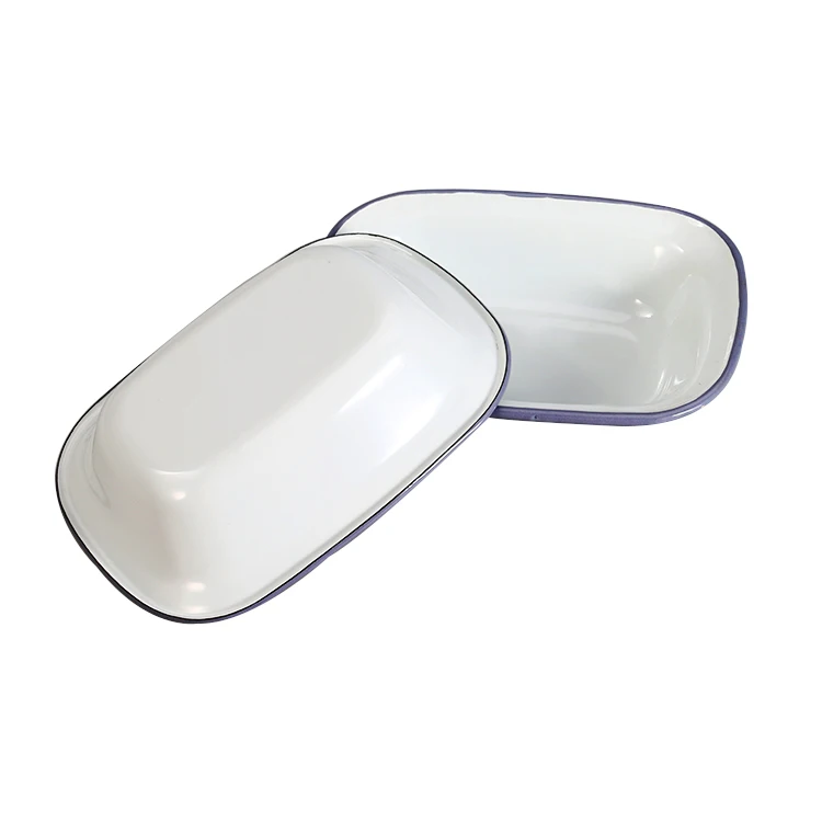 Europe Style Factory wholesales Professional kitchenware White Color Enamelware butter dish Dinner Pie Plates