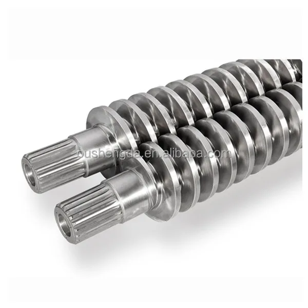 Conical twin screw barrel for PVC pipe profile WPC extruder Bimetallic auger extra wear resistance ZHOUSHAN manufacturer 65/132