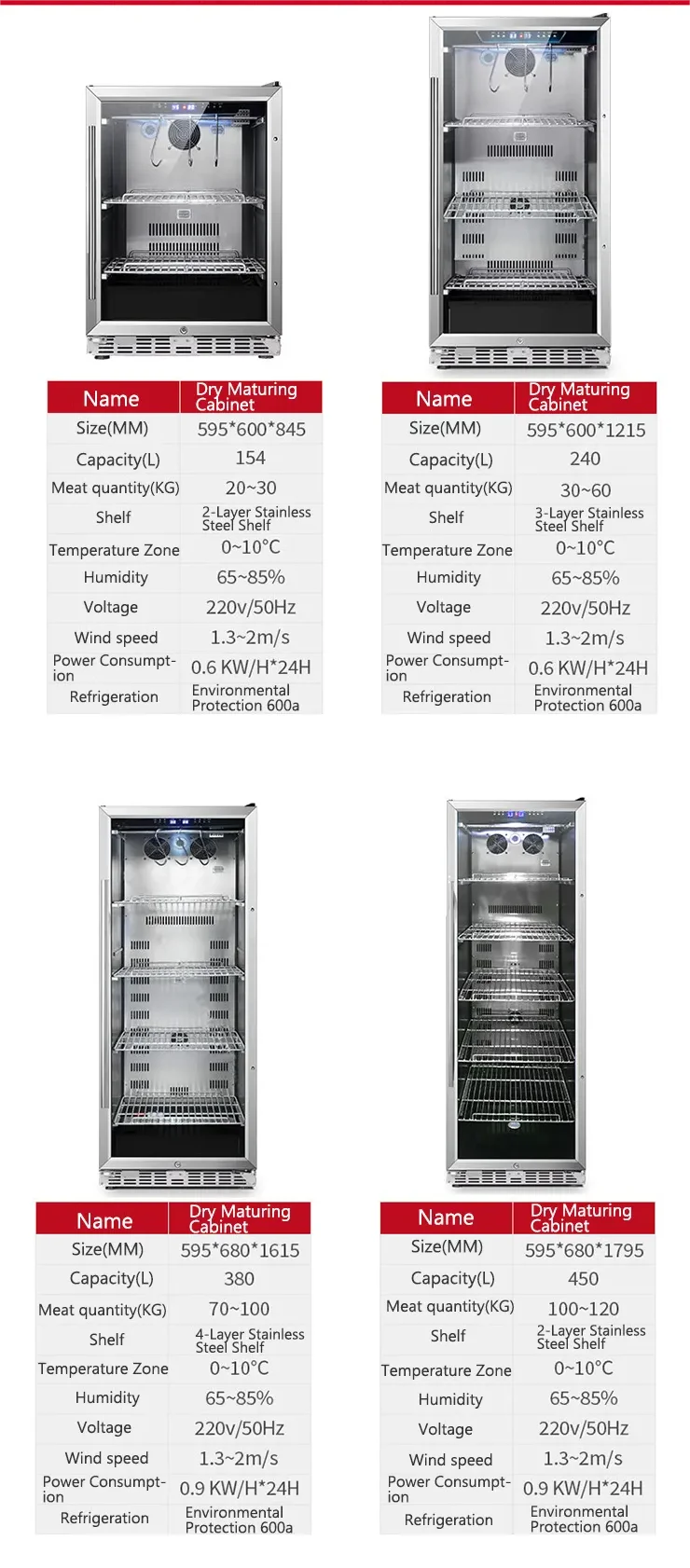 450 liter Beef ager cabinet fridge UVD light glass door 5 shelves steak seafood meat aged dryer