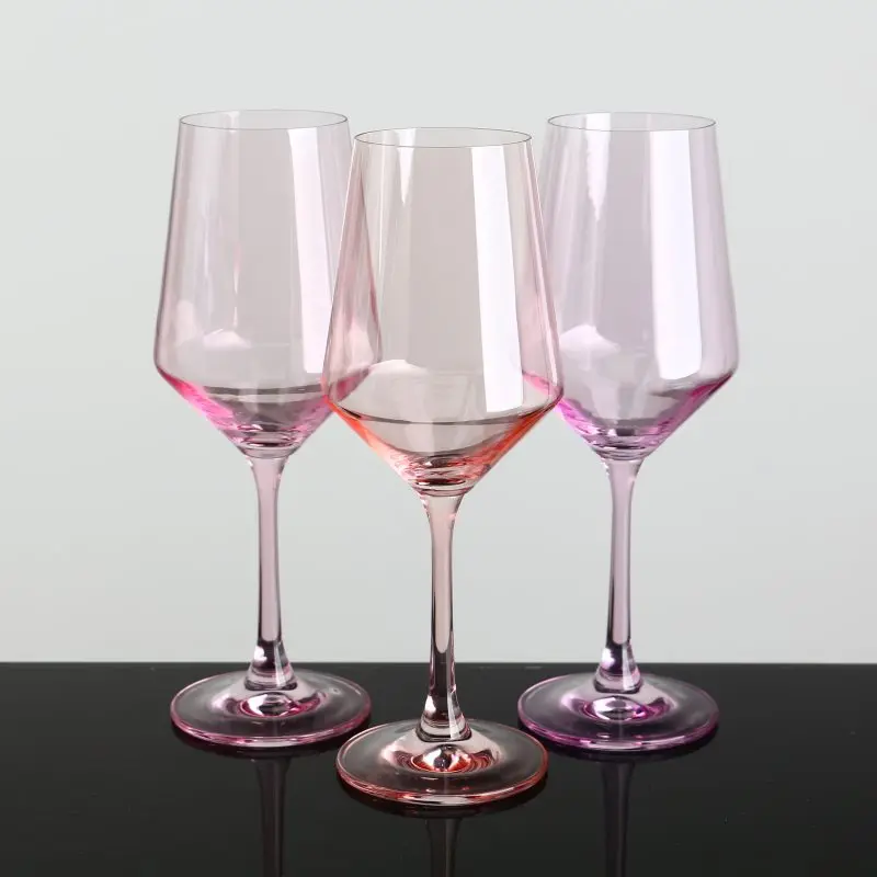 luxury wedding lead free glassware clear crystal goblet glass colored stem red wine glasses set of 6