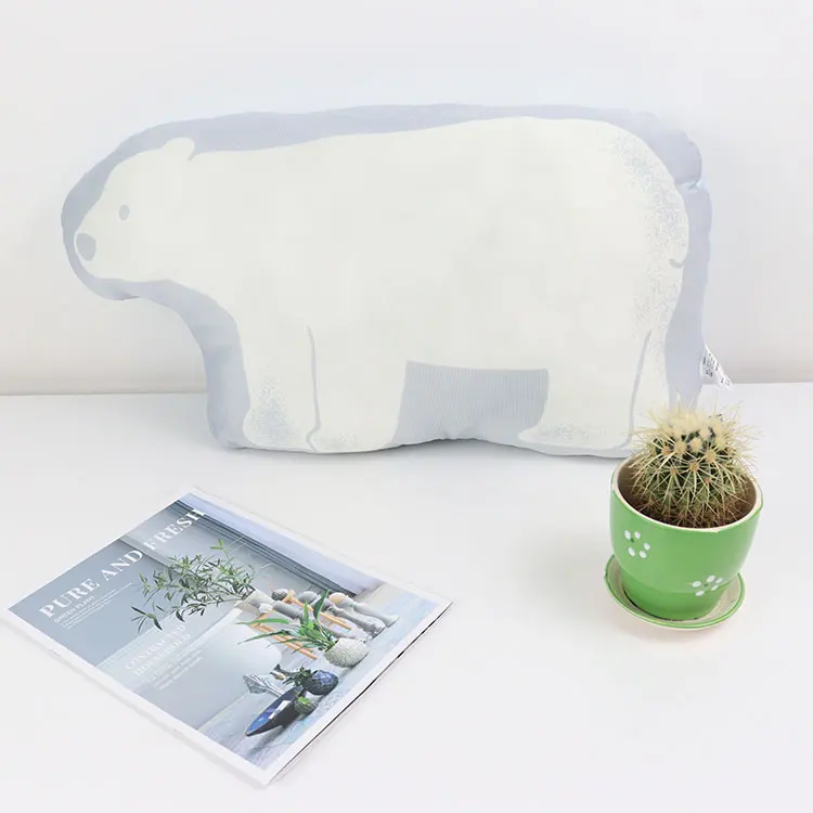 Wholesale 3D print snow cold feeling kids animal bear Cushion polyester filling Sleeping Pillow Child Holding Sleeping