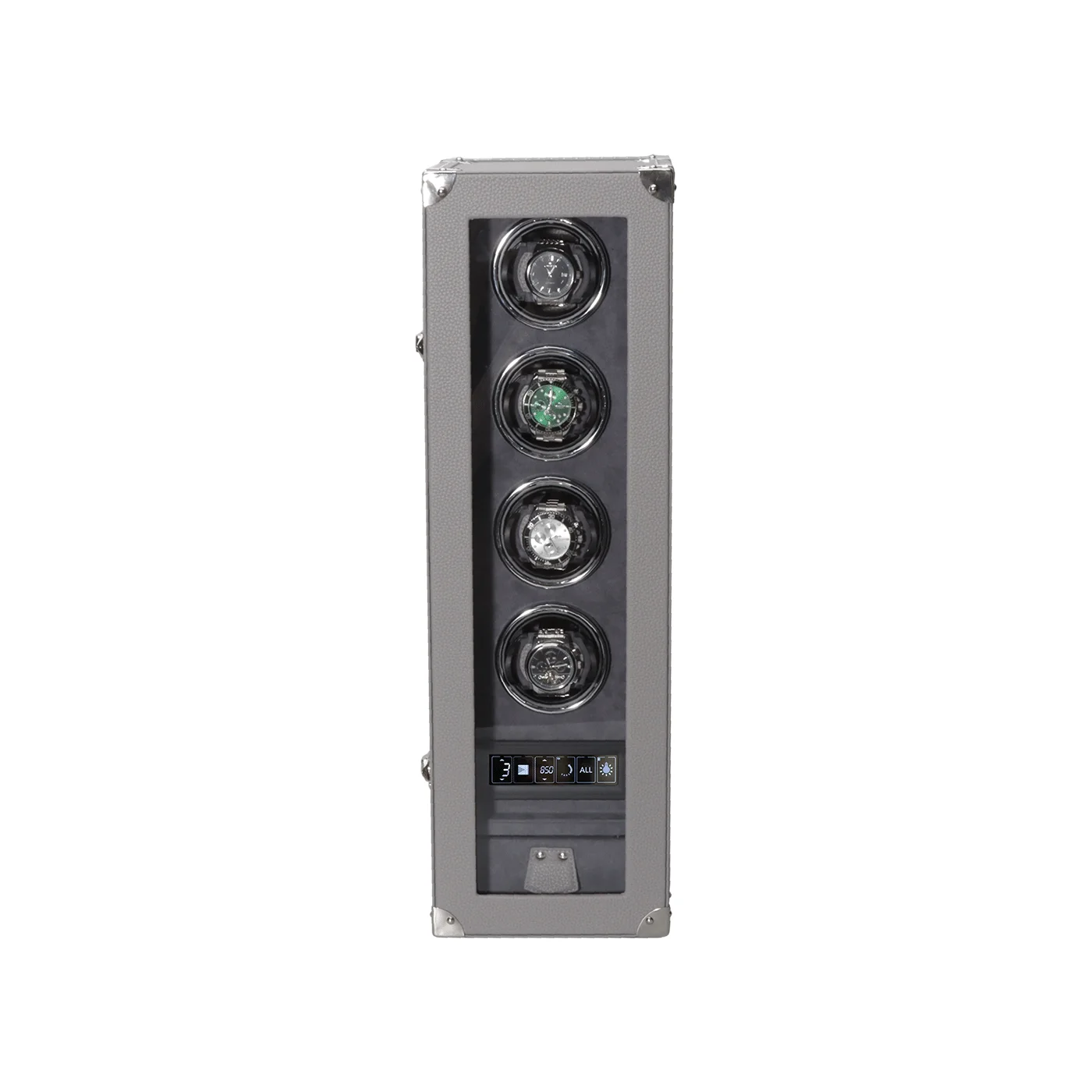 Luxury Handmade PVC Leather Watch Winder Case 4 Slots Automatic Watch Box Safe Storage for Watches Packaging